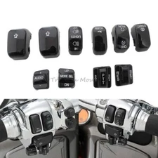 Black Hand Control Switch Button Caps Fit For Harley Street Electra Glide 96-13