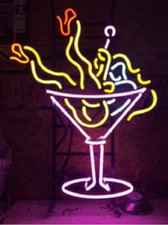 Martini Cup Girl Neon Light Sign 24"x20" Beer Bar Decor Lamp Glass