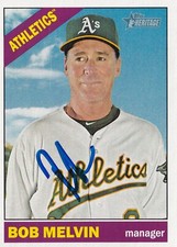 BOB MELVIN SIGNED AUTO'D 2015 TOPPS HERITAGE CARD 34 OAKLAND ATHLETICS PADRES