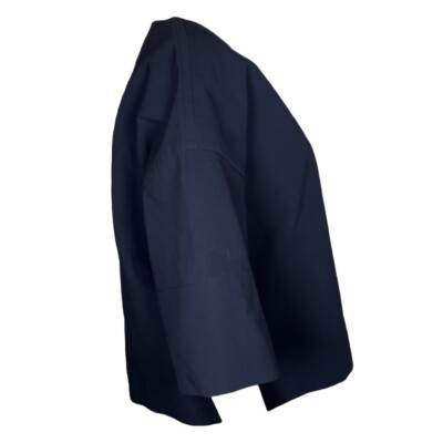 Jil Sander Navy Blue Oversized Cropped Short Sleeve Zip Up Jacket