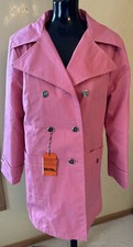 Vtg Mod Sears Dupont Ze Pel Pink Double Breast Trench Coat Rain Fleece Line 12 T