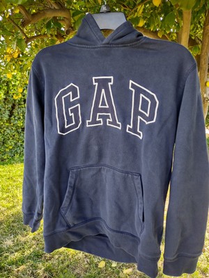 GAP Sweatshirt Hoodie Kids Size XXL Blue Logo Embroidered Spellout Vtg