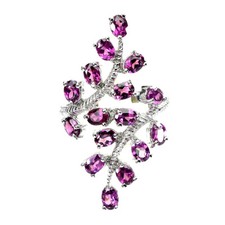 925 Sterling Silver Ring Oval Rhodolite Garnet Natural Gemstone Jewelry