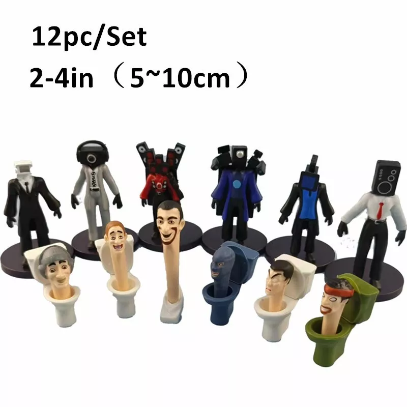 12PCS Skibidi Toilet Figure Set 7-10cm Creative Game Skibidi Toilet Action  Figures Mini Toys Model Cake Toppers Birthday Gifts for Kids Adults