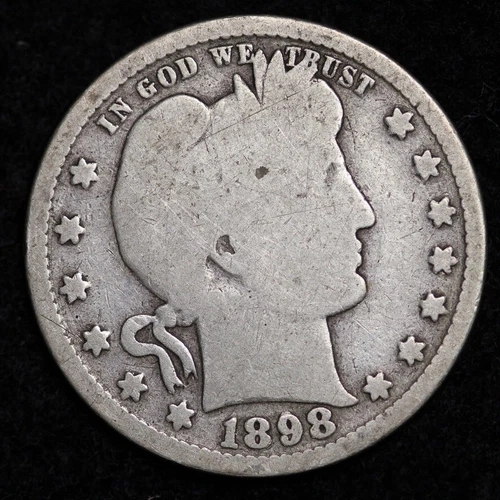 1898 Silver Barber Quarter GOOD FREE SHIPPING