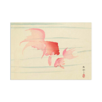 Japanischer Ukiyo-e Wandkunst Druck Poster Holzblock Koson Goldfisch Koi Karpfen hübsch