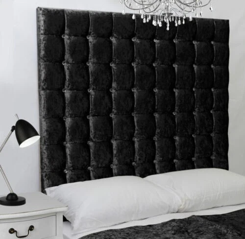Black velvet tufted headboard online