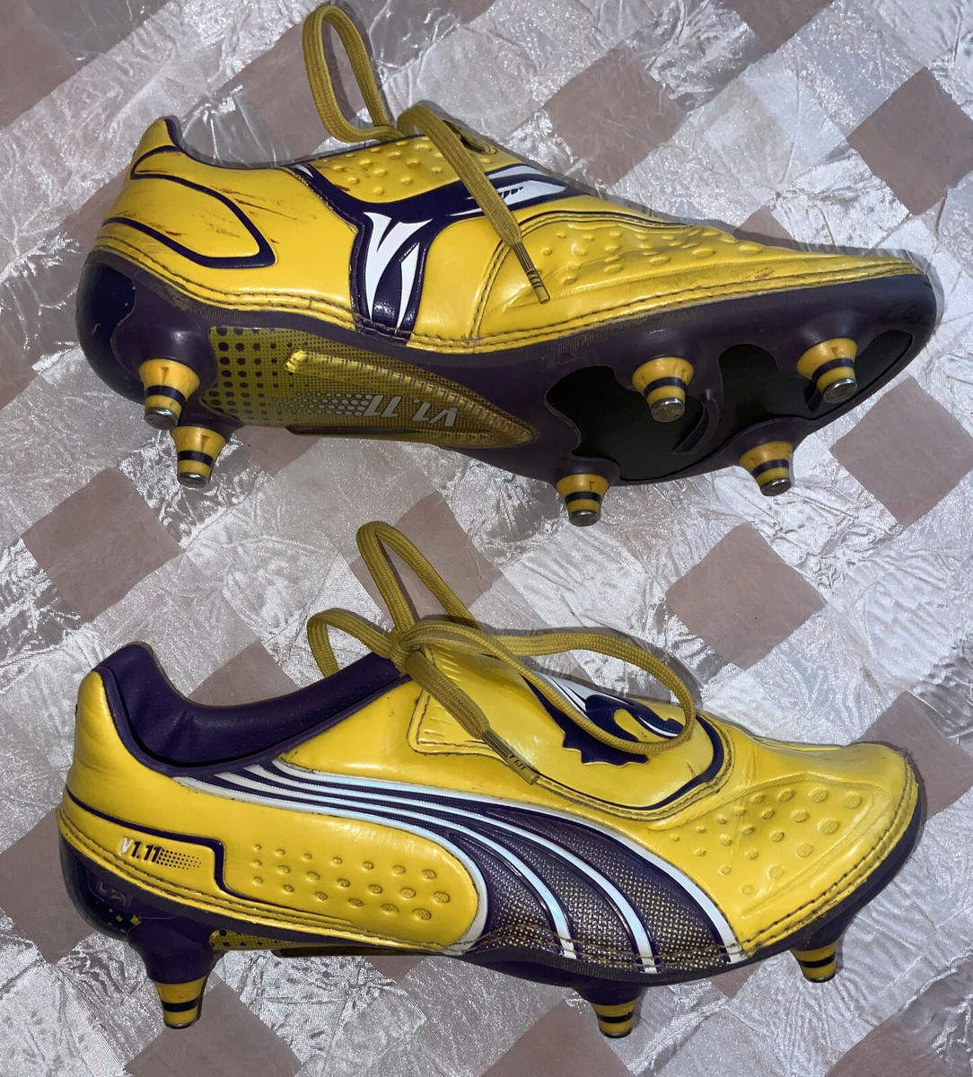 $180 EC Sz 7.5 Puma V1.11 FG Jr Soccer Shoes Cleats Yellow Purple