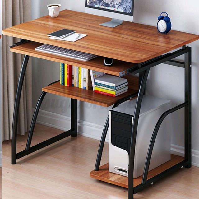 Small Computer Cart Desk Rolling Keyboard Tray Shelf Wheels Wood Cherry Black For Sale Online Ebay