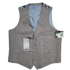 Bar III Slim-Fit Linen Grey Suit Vest Mens Large Textured 115
