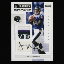 2007 Playoff NFL Troy Smith Black Prime Ravens Logo Patch Auto RPA #2/5 OSU