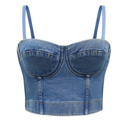 Lady Denim Tank Bustier Bra Bralette 