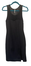Vintage I Love S&S Inc Bodycon Spandex Dress Black Size S/M Mesh Yoke Coquette