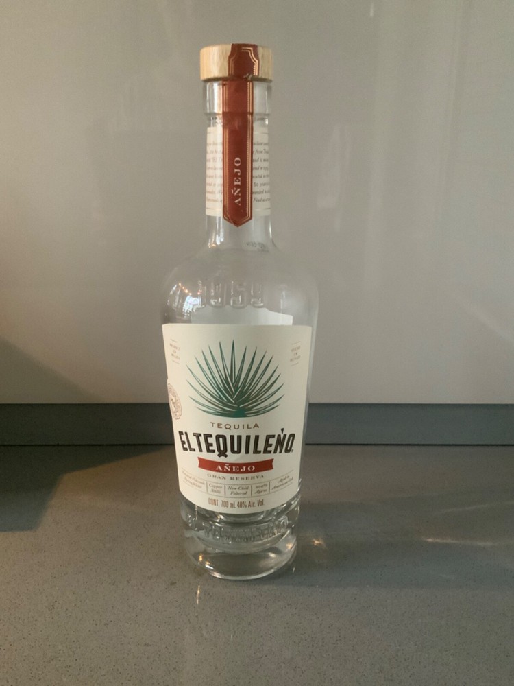 Eltequileno anejo tequila empty bottle 700ml
