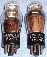 2 Sylvania JAN CHS 1J6-G Radio Vacuum Tubes - 1940's Vintage Audio Twin Triodes