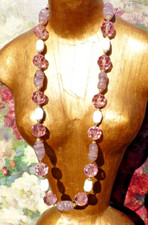 ANCIEN COLLIER FANTAISIE PERLES en VERRE de MURANO et autres vers 1950