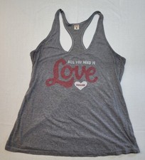 Homage All You Need Is Love Scarlet Red Gray Tank Top Women's XL Retro USA Made