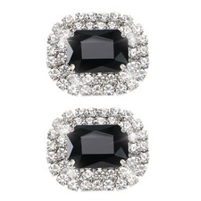 2x Crystal Shoe Clips Rhinestone Shoe Buckles Detachable Jewelry Clips Black