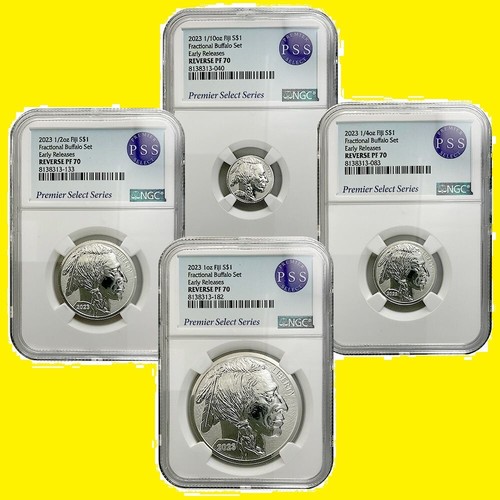 2023 Silver Buffalo 4 coins Set Fractional NGC RV PR 70 Early Release FIJI mint - Picture 2 of 8