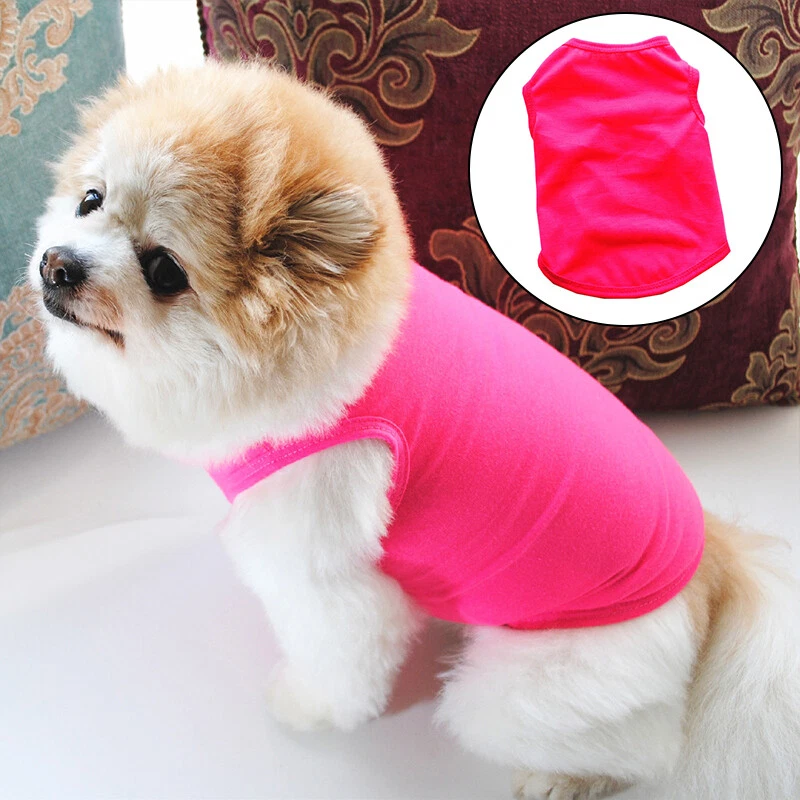 Pet Vest Puppy Summer Clothes Dog Cat T Shirt Solid Outfit Apparel Costu - Image 4 of 4