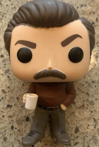 FUNKO POP TELEVISION PARKS AND RECREATION RON SWANSON W/ COFFEE MUG NO BOX—NICE!
