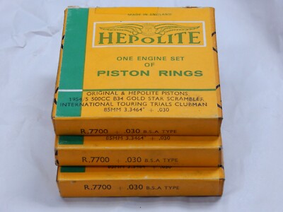 NOS BSA GOLD STAR SCRAMBLER .030 HEPOLITE PISTON RINGS 1954 1955 500 85MM