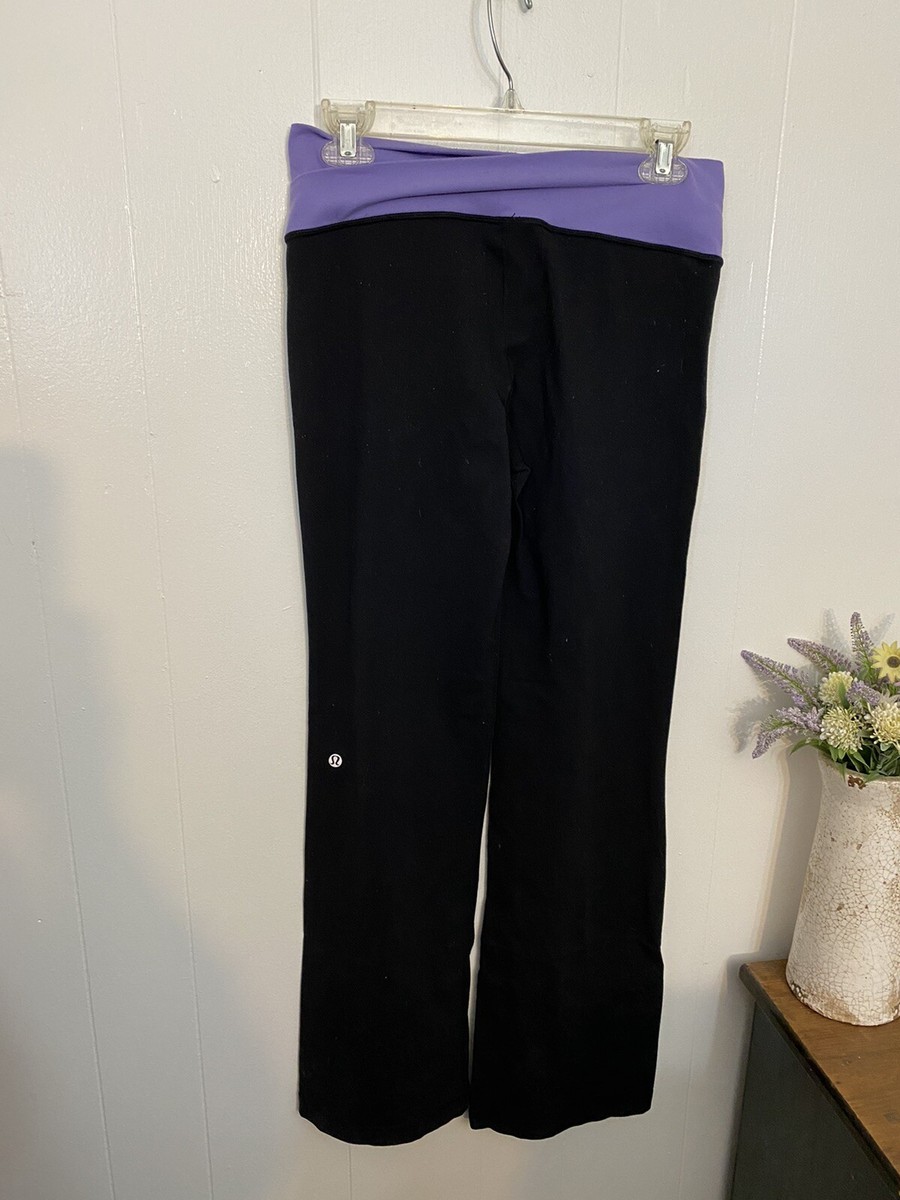 Lululemon 8 Wide Leg Yoga Pants Black & Purple Flare Logo
