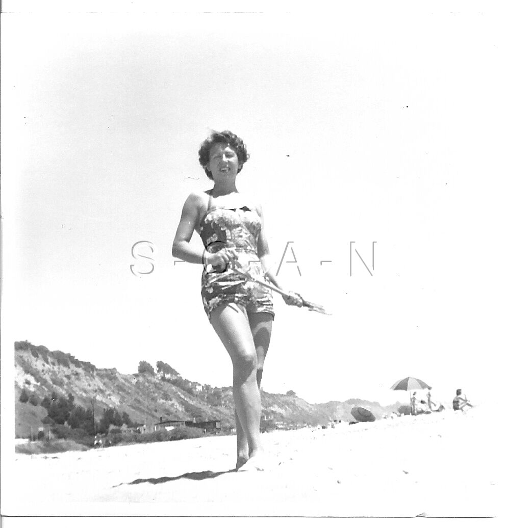 Vintage Amateur Nudist Beach Pics - Vintage Large Real Photo- Semi Nude Woman- Amateur- Bathing Suit- Beach-  40s-50s | eBay