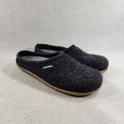 Giesswein Veitsch Mens Size 10 Black Solid Wool Slip On Slippers Anthracite
