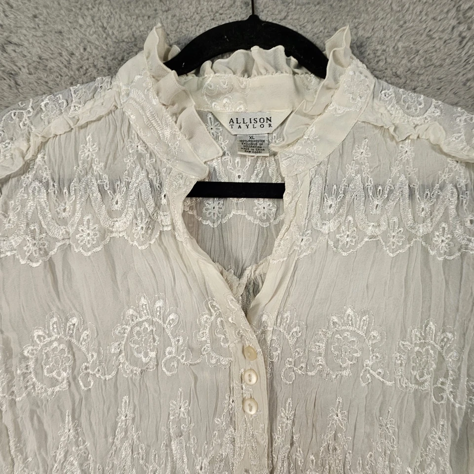 Vtg Allison Taylor Lace Top Womens XL Fairygoth Victorian Coquette Romantic READ - Image 3 of 4