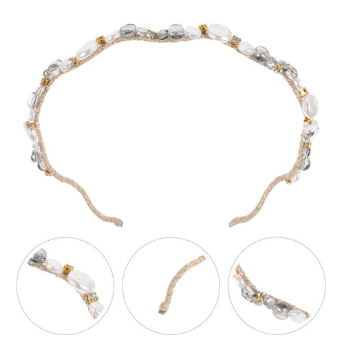 Crystal Pearl Headband Miss Beaded for Women Rhinestone Hair Accessories - Picture 10 of 12
