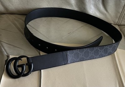 Authentic Gucci GG Supreme Belt Canvas and Leather Matte Black Buckle Size 95/38