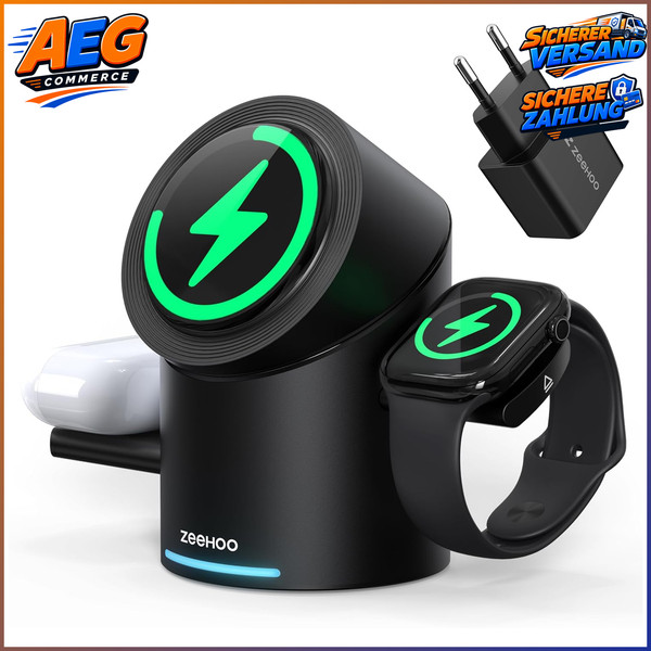 Ladestation 3 In 1 Wireless Charger 15W Induktiv FüR Iphone Apple Watch Airpods-image