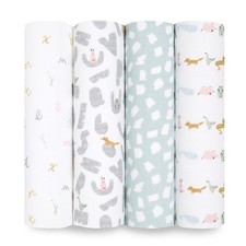 aden anais Essentials Cotton Muslin Swaddle, 4 Pack, Alphabet Animals