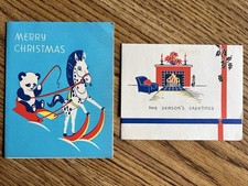 Vtg Antique 1920s-30s Panda Christmas Cards Used Made in USA Season’s Greetings