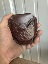 Don Hume c305-h Brown Leather Open Top Cuff Case Chain Hinge Handcuff Holder