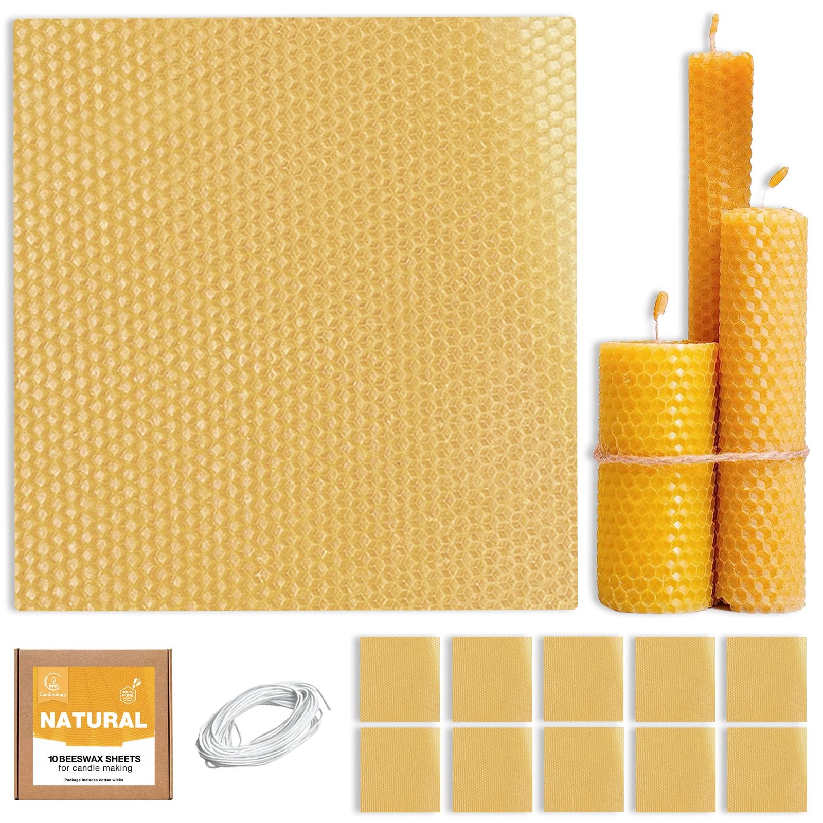 Natural Beeswax Sheets for Candle Making - DIY Beeswax Candl
