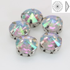 50 Clear AB Crystal Glass Round Rivoli Sewing Rhinestones Rose Montees Beads 8mm
