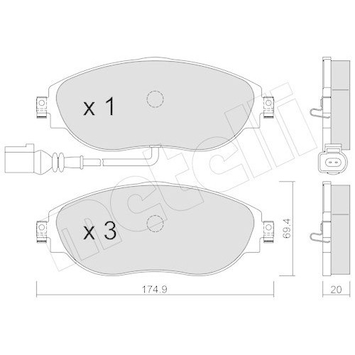 Kit plaquettes de frein Metelli 22-0952-0 de haute précision pour Audi