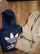 Lot Of 2 - Champion Boys Hoodie Pullover Gray  Adidas Hoodie Pullover Youth L