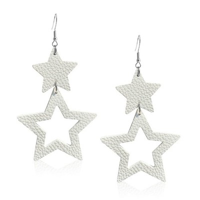 Unique Handmade Boho Leather Star Dangle Drop Earrings Creative Personalize - 06
