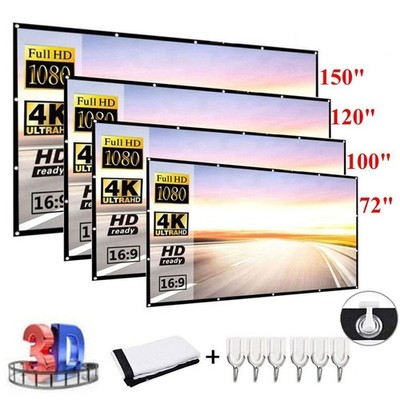 Portable Foldable Projector Screen 16:9 HD Outdoor Home Cinema Theater 3D Movie