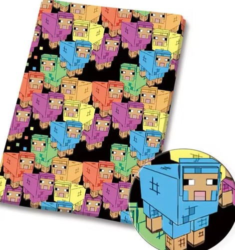 Tissu Minecraft Personnages Et Blocs - Polycoton - Demi Yard (45,7cm X 140cm) - Neuf