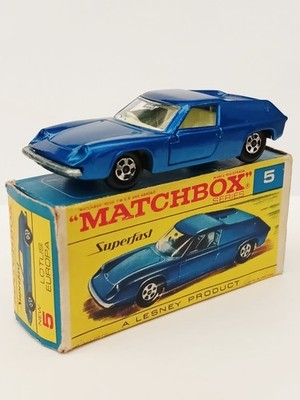 Matchbox Superfast No5 1969 Lotus Europa blau. VNMIB Original Box. 