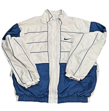 Vintage Nike Full Zip 90s Windbreaker Jacket White Tag M Anorak Parachute Swoosh
