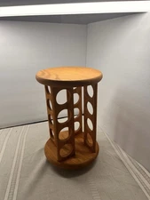 Oak Wood Spice Rack Lazy Susan Spinning Wooden  16 Spice Jars slots Kitchen