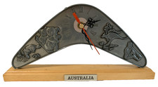 Boomerang Shaped Clock Australia Souvenir Kangaroo Koala Platypus