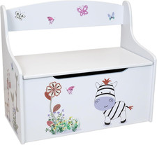 , Cassapanca Porta Giochi Bambini, Panca Contenitore 2 in 1 Con Schienale, Baule