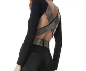 alice + olivia Black Silver Beaded Long Sleeve Bodysuit Women’s Size S