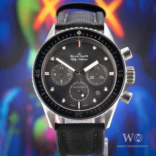 Blancpain Fifty Fathoms Bathyscaphe Flyback Chronograph Gray Dial 43mm Box Paper